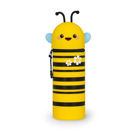 LEGAMI - Kawaii Étui École 2 en 1 en Silicone Souple, Thème Bee, Porte-stylos de Table, Fermeture à Glissière, Stylos Crayons Fe