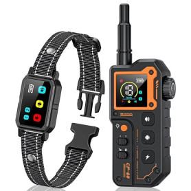 Collier de Dressage pour Chien, Portée 1000 Mètres, Collier Electrique pour Chien avec Télécommande, 4 Modes Lumières/Son/Vibrat