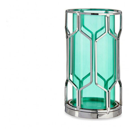 Bougeoir Argenté Bleu Métal verre (11,5 x 19,5 x 11,5 cm) 27,99 €