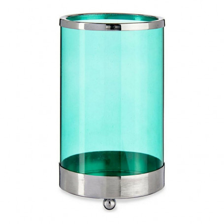 Bougeoir Argenté Bleu Cylindre Métal verre (9,7 x 16,5 x 9,7 cm) 20,99 €