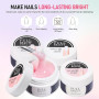 4x15ml Gel UV pour Ongles, Gel de Construction pour Extension et Modelage, Acrylique Blanc, Rose, Nude et Transparent, Vernis à