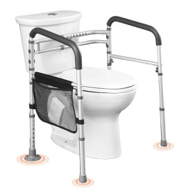 VEVOR Cadre Toilette Sécurisé Pliable, Barre d'Appui pour WC avec poignées antidérapantes, Capacité de charge 136 kg, avec tube