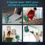 Niveau Laser Chantier Autonivelant 360° x 4, Lazer Niveaux 4D 16 Lignes Laser, Autonivellement et Mode Pulsé Extérieur, 2 x Batt