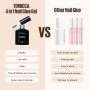 TOMICCA 4 en 1 Colle Faux Ongles Extra Forte 15ml | Gummy Base Pose Americaine et, Pose Américaine Ongles Capsules, UV/LED Longu