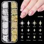 GZMAYUEN Lot de 3 boîtes Strass Ongle Nail Art avec Bijoux Ongles - Or et Argent Métalliques Deco Ongle Nail Art