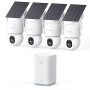 aosu D1 Max 4K Caméra Surveillance WiFi Extérieure sans Fil, Kit 4 Caméras | 8MP Caméra Solaire, PTZ 360° PIR + IA Suivi Auto Dé