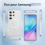 IMEIKONST Coque pour Samsung Galaxy S26 Ultra Pailletée Argenté JXSF | Compatible avec MagSafe, Étui Dos Transparent Magnétique,