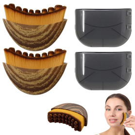 Set de 2 Brosses Lymphatiques Visage - Designs doré et léopard pour un teint éclatant, outil de massage pour le drainage lymphat