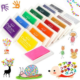 Ksvaye 15 Couleurs Encre Tampon Encreur Enfant Tampons Encreurs Multicolores Color Ink Inkpad Non Toxique Lavable Couleur Tampon