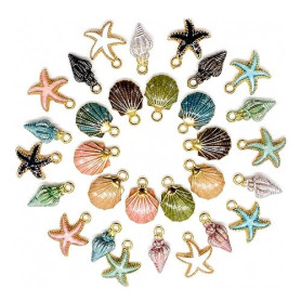 JOOTUEPO 30 Pièces Pendentif, Breloques Mixtes d'étoile de mer coquillage | Pendentifs pour Bracelet, Vente en Gros de Fournitur