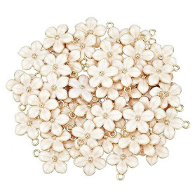 RIIRCSGE 50 Pièces Pendentif, Charms de Fleurs de Cerisier Blanc, Inoxydables, Vente en Gros de Fournitures Artisanales pour Bou