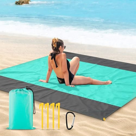 DEPAR Couverture de pique-nique 210 x 200 cm, tapis de plage pliable, couverture de plage sans sable, petite couverture de pique