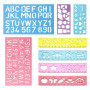 8 Pièces Pochoir Lettre Alphabet et Chiffre, Normographe Lettre avec Règle Dessin Géométrique pour Enfant, Pochoirs en Plastique