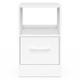 IDMarket - Lot de 2 Tables de Chevet UPPAH Blanches | Avec 1 tiroir en tissu et 1 niche