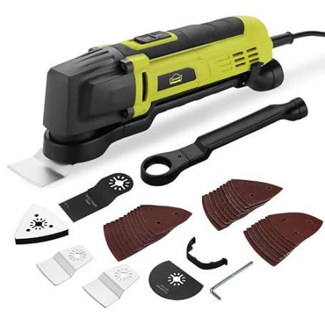 DEWINNER Outils multifonction Oscillants, 6 vitesses variables 0-23000RPM Multi-Fonctions Filaire 300W,Angle d'Oscillation de 3.