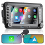 Liulbobu CarPlay Autoradio pour VW Golf 5 6 Passat Jetta Caddy Polo CC Tiguan EOS Touran T5 Skoda, 7 Pouces sans Fil Carplay & A