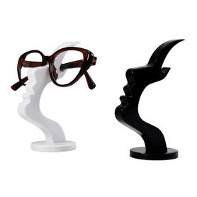 FloralGrace Lustiger Porte-Lunettes en Forme De Visage, Lot De 2 Pièces Noir Et Blanc, Design Abstrait, Support pour Lunettes De