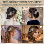 Peigne à Cheveux pour Mariée avec Fleurs et Perles, Or Bijoux Cheveux, Accessoire Cheveux Mariage, Fleurs de Mariage Feuilles Vi