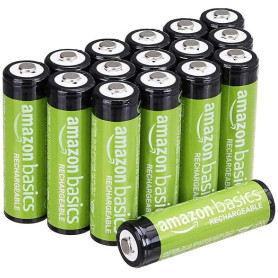 Amazon Basics Lot de 16 piles rechargeables AA NiMH, 2 000 mAh, 1,2 V, rechargeables jusqu'à 1 000 fois, préchargées
