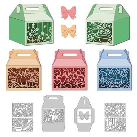 DELORIGIN Matrices de Découpe de Boîte Cadeau 3D Matrices de Découpe en Métal Découpées pour Festival Modèle de Gaufrage avec Ar