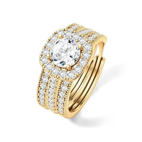 LOLIAS Trois en Un Bague Femme Or/Argent Lot Bague Reglable Ajustable | Couple Fiançailles Bague Femme Bijoux Cadeau Femme