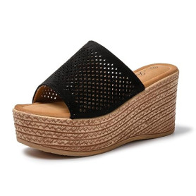 JOMIX Sandales Compensées Femme Sandale Femme Tongs Compensé d'été Espadrilles Femme pour Maison Piscine Plage