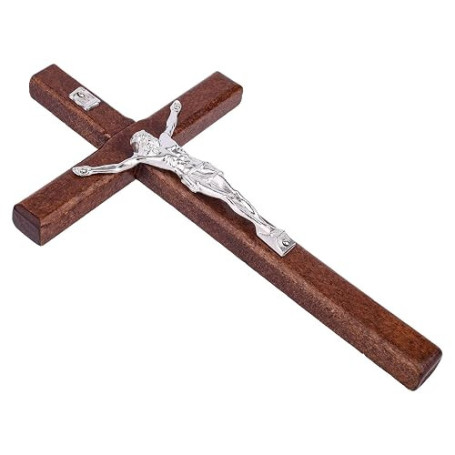 Goktvai Croix Murale Chrétienne en Bois, Murale Crucifix Catholique avec Système de Fixation au Dos pour Maison Bureau Salon Cha