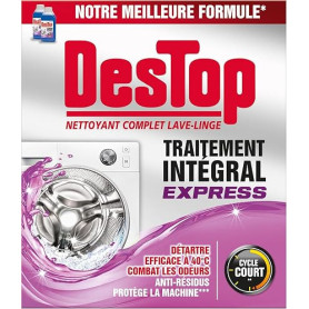 Destop Nettoyant Lave‑Linge Anti‑Calcaire Express – Nettoyage Machine, Élimine Odeurs, Résidus et Moisissures – 2 Doses