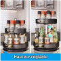 Lazy Susan Organiseur à épices rotatif à 360 °, en acier au carbone, plateau rotatif, porte-épices, hauteur réglable, pour cuisi