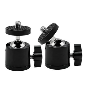 2 Pièces Mini Rotule Photo en Métal avec 1/4" Rotule de Fixation | Pivotante 360° Mini Tête Sphérique Charge Max 2kg pour Appare