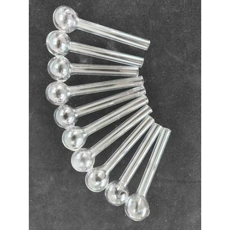 Lot de 10 pipes en verre pour fissures, pipes à huile, tube en verre, transparent, 10 pièces