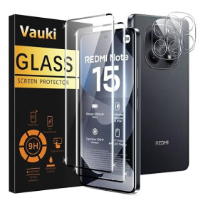 Vauki Verre Trempé pour Xiaomi Redmi Note 15 5G / POCO M8 5G Protection D'écran Film avec Caméra Arrière Protecteur,Dureté 9H Vi