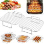 PETHREE Grille Air Fryer Stackable, 2Pcs Inox 304, Accessoires Airfryer Carrés pour Philips 6,2/7,2L, Ninja 6.2L AF180EU, Cosori