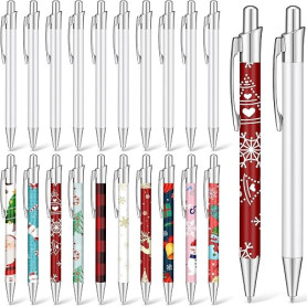 LATERN 20 Pièces Stylos à Bille à Sublimation, 14CM Stylo à Transfert Thermique Vierge Stylo à Bille Rétractable Aluminium Clip