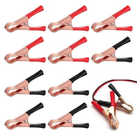 JRYXDS 10 Pièces 50A Pinces Crocodiles De Batterie De Voiture, Pince Voiture Batterie En Cuivre Isolées Voiture Pinces De Batter