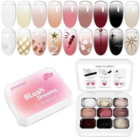 JODSONE 9 couleurs Pat Painting Gradient Blush Effect Gel vernis à ongles Set Painting Nail Art Design Gel pour salon de manucur