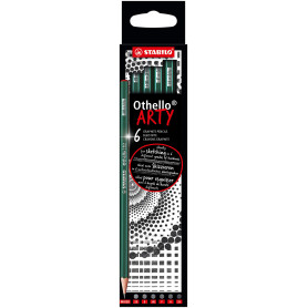 STABILO Othello - Crayon graphite - etui x 6 crayons papier, assortiment de mines dures et tendres (2B, B, HB, F, H, 2H)- gamme 