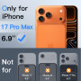 JETech Verre Trempé Anti-Espion pour iPhone 17 Pro Max, Lot de 2 | 9H Protection D'écran, Outil d'Installation Facile, Design An