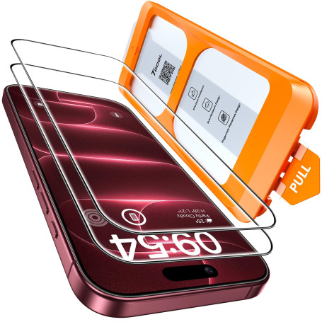TOCOL Verre Trempé pour iPhone 18 Pro | Lot de 2, Facile à Installer, Sans Bulles, 9H Résistant aux Rayures, Facile à Nettoyer, 