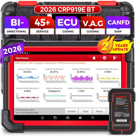LAUNCH X431 CRP919E BT OBD2 Valise Diagnostic Auto Multimarque avec Système Complet, 45+ Réinitialisation, Codage ECU, CANFD&DOI