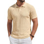 Runcati Polo à manches courtes en tricot pour homme - Coupe droite - Couleur unie - Boutonnière - Polo de golf basique pour les 