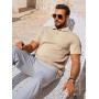 Runcati Polo à manches courtes en tricot pour homme - Coupe droite - Couleur unie - Boutonnière - Polo de golf basique pour les 