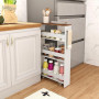 COSTWAY Chariot de Rangement Roulant 13 cm, Petit Espace, Blanc + Indstriel | Desserte de Cuisine Etroit à 4 Niveaux avec Poigné