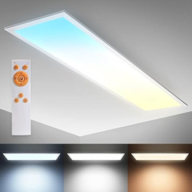 B.K.Licht - Panneau LED avec télécommande, à intensité variable, dalle led, plafond, plafonnier led, lustre salon et cuisine et