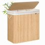 SONGMICS Panier à Linge 150 L, Couvercle, Bambou | Corbeille Linge Sale, Sac Amovible Lavable en Machine, Poignées, Pliable, Bua