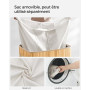 SONGMICS Panier à Linge 150 L, Couvercle, Bambou | Corbeille Linge Sale, Sac Amovible Lavable en Machine, Poignées, Pliable, Bua