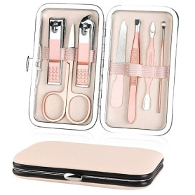 Kit Manucre Pedicure, URAQT 7pcs Coupe Ongle Professionnel Set Coupe Cuticule Acier Inoxydable, Trousse Manucure Pedicure avec E