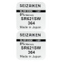 Lot de 2 Piles Bouton SR621SW (364) – pour Montres, Appareils Électroniques et Réveils – 1.55V – Fabriquées au Japon – Haute Fia