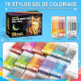 Laconile 78 Stylos Gel pour Livre Coloriage Adulte – Pointe Fine 0,6 mm – Gel Pen pour Scrapbooking, Dessin, Écriture, Griffonna