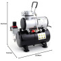 Fengda Compresseur Aerographe Professionnel FD-186 avec réservoir d’air/Régulateur de pression / 3L / 4 bars/Arrêt Auto